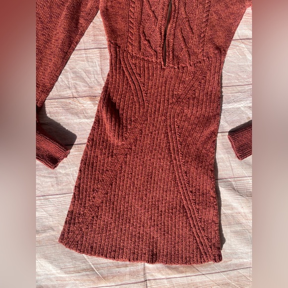 FREE PEOPLE Women's Mont Blanc Zip-Front Sweater Dress Size M Red NEW - Picture 6 of 11